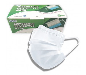 SG Disposable Protective Face Mask 3ply with Far Loop White color (50pcs)