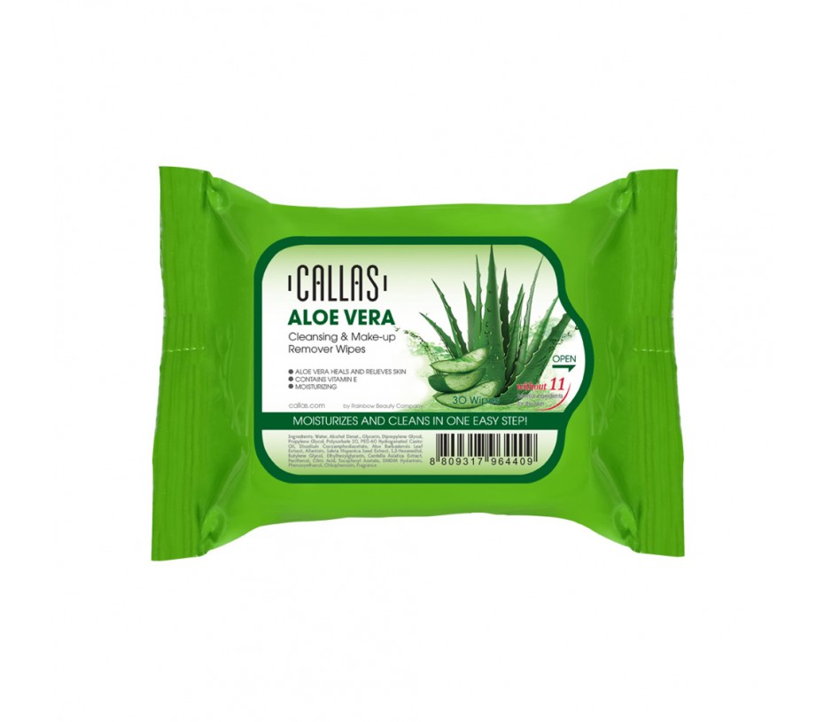 Callas Aloe Vera Cleansing & Make up Remover 30 Wipes *New*