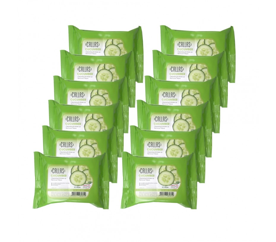 Callas Cleansing & Make-up Remover Wipes 30 Wipes (Cucumber, 12pcs)