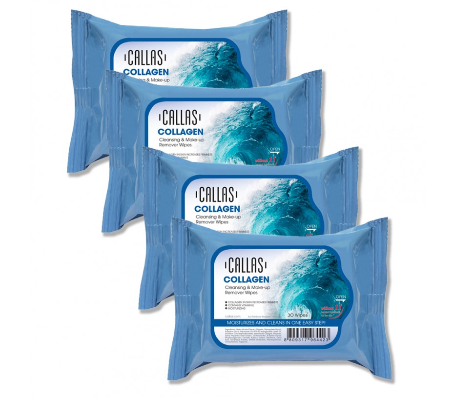 Callas Collagen Cleansing & Make up Remover Wipes *New* (4 Pack) 0