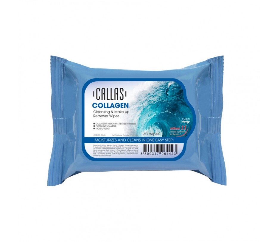 Callas Collagen Cleansing & Make up Remover 30 Wipes *New*