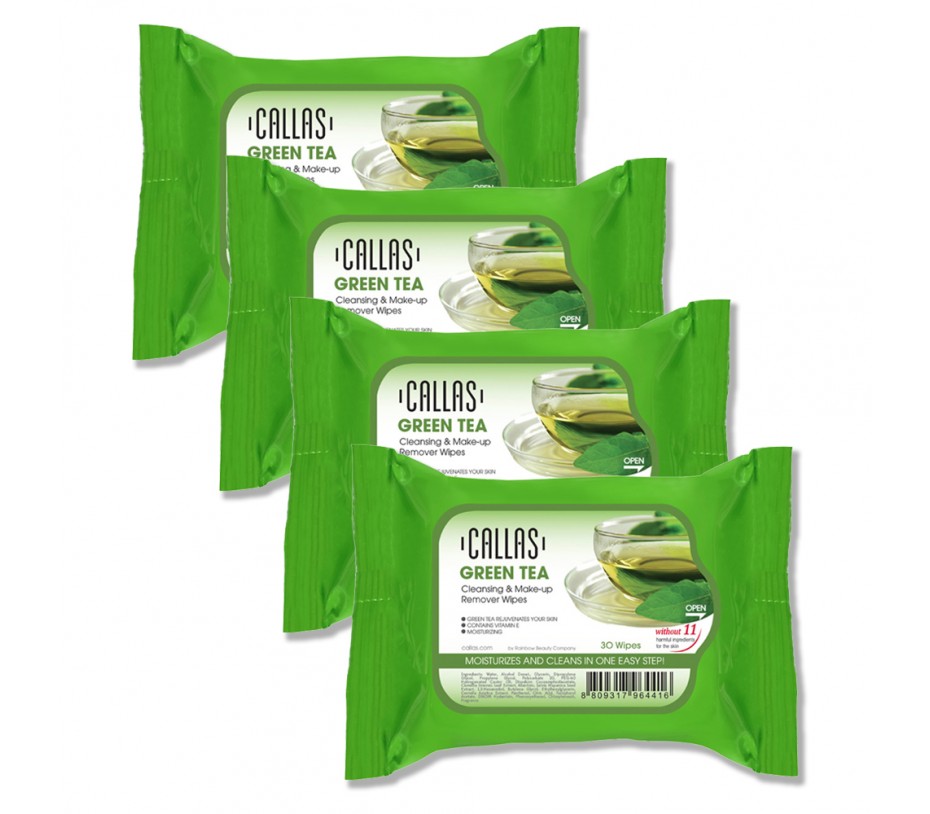 Callas Green Tea Cleansing & Make up Remover Wipes *New* (4 Pack) 0