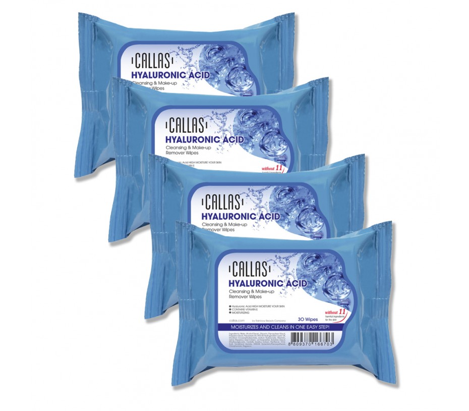 Callas Hyaluronic Acid Cleansing & Make up Remover Wipes *New* (4 Pack) 0