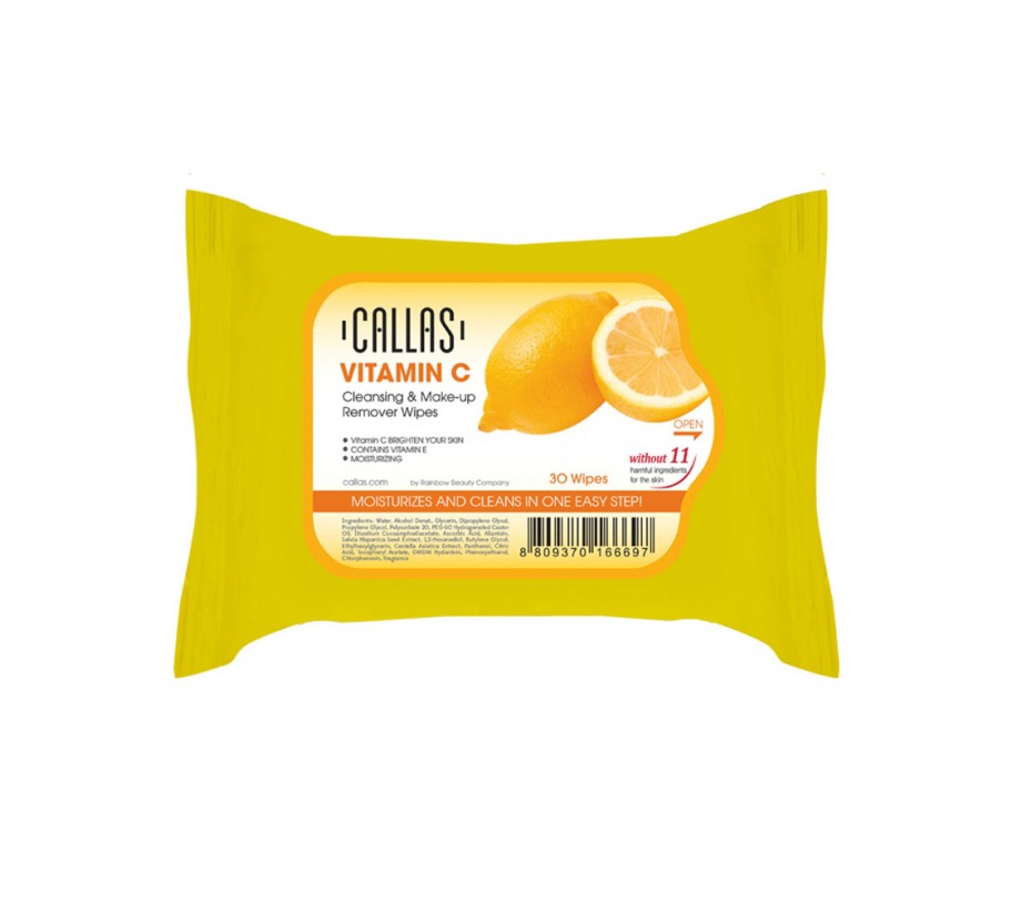 Callas Vitamin C Cleansing & Make up Remover Wipes *New*