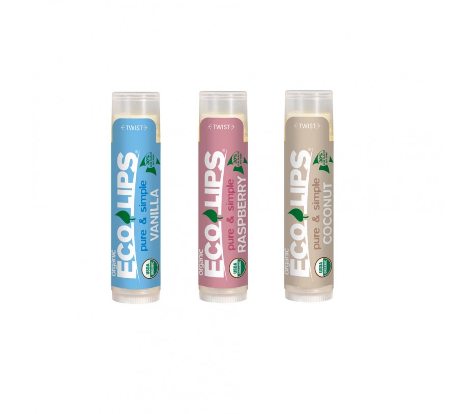 Eco Lips Pure & Simple Balm Mixed 3pcs (Coconut, Raspberry, Vanilla)
