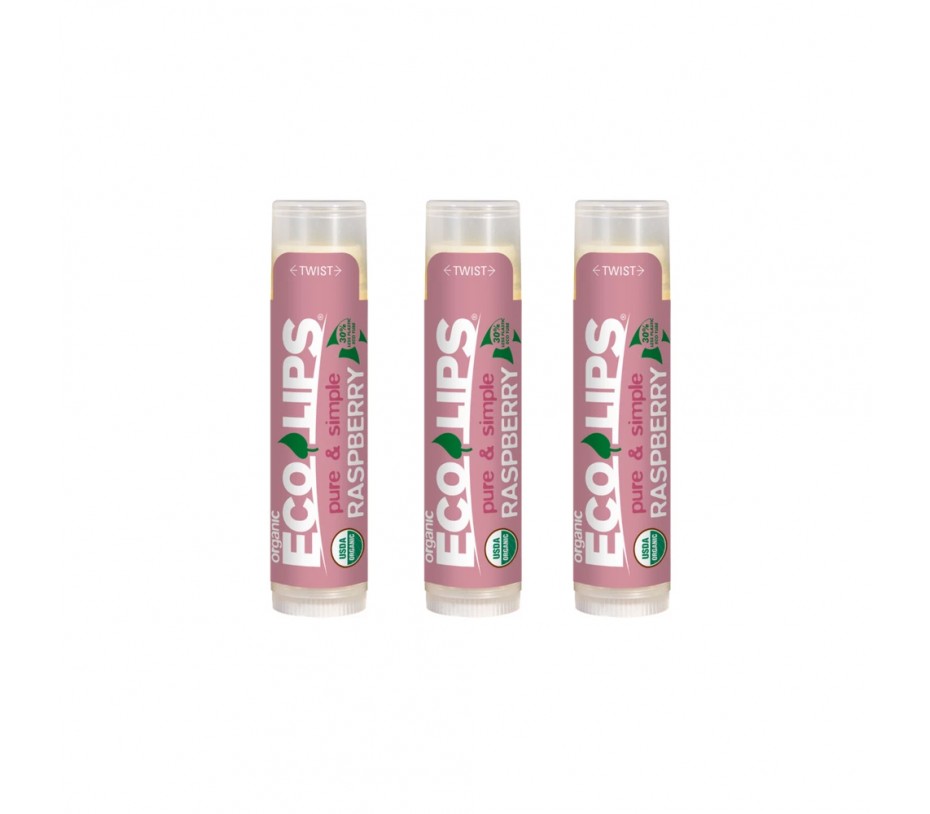 Eco Lips Pure & Simple Raspberry Lip Balm 0.15oz x 3pcs