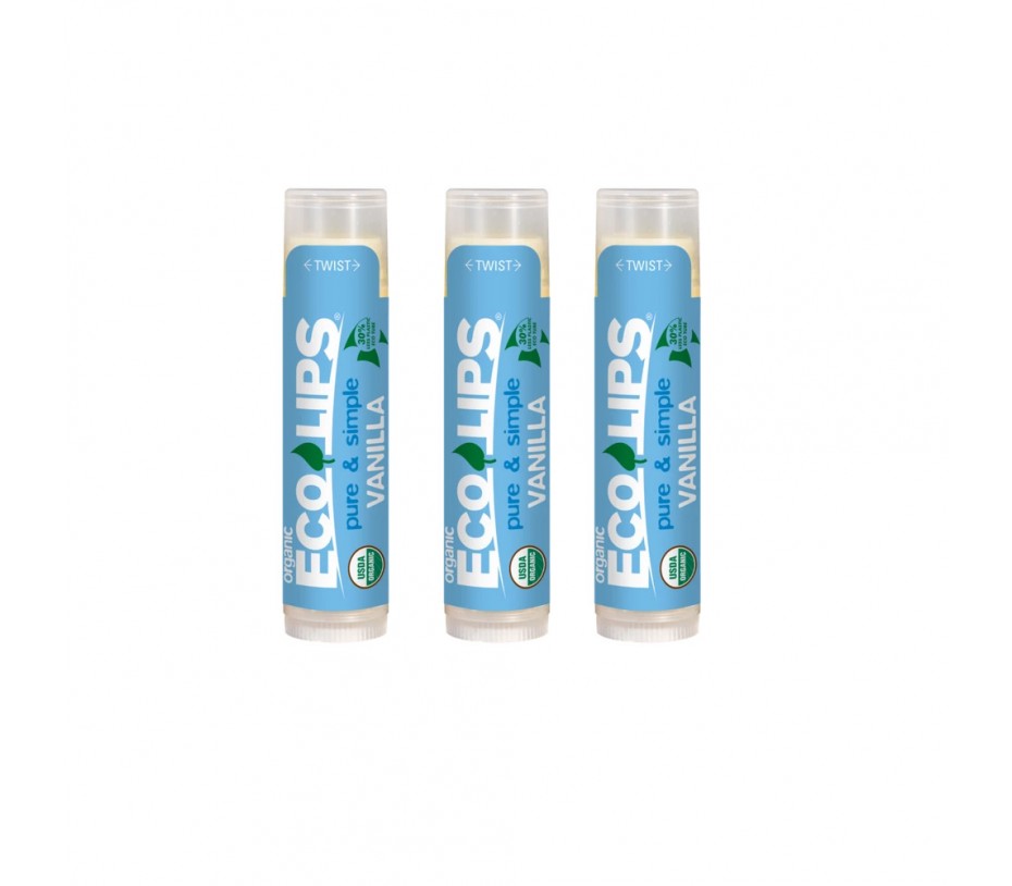 Eco Lips Pure & Simple Vanilla Lip Balm 0.15oz x 3pcs