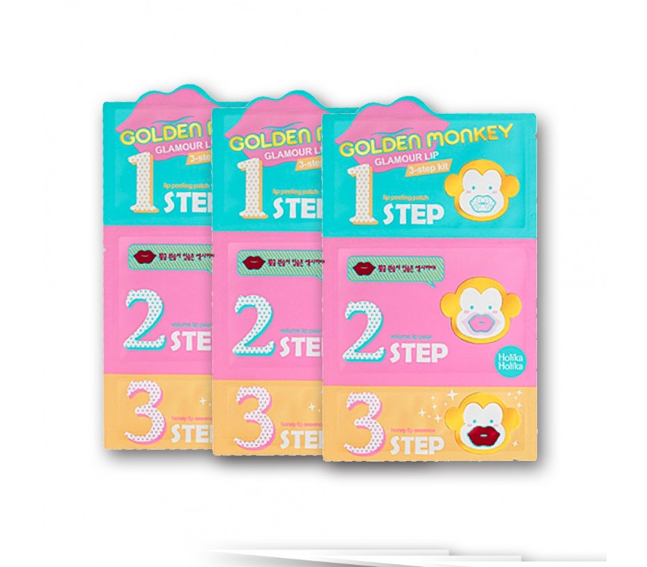 Holika Holika Golden Monkey Glamour Lip 3-Step Kit ( 3 Pack )