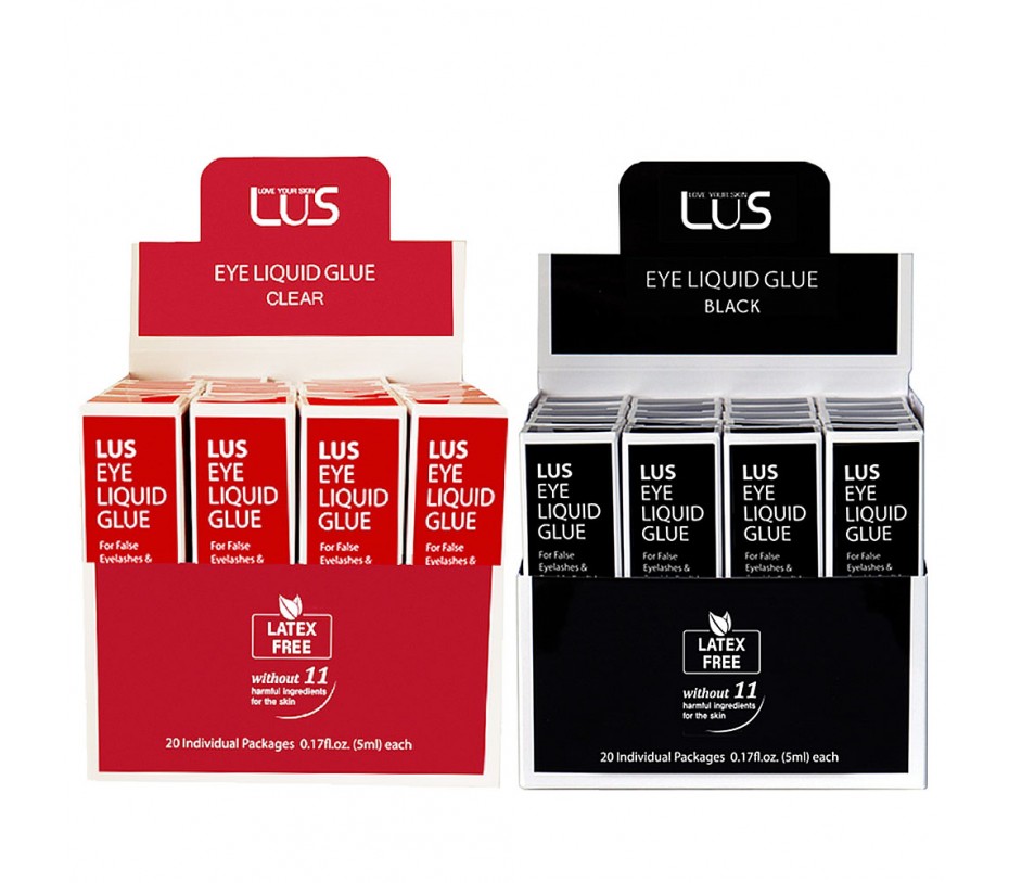 Lus Eye Liquid Glue (Clear With Display) 20 pcs + (Black With Display) 20 pcs