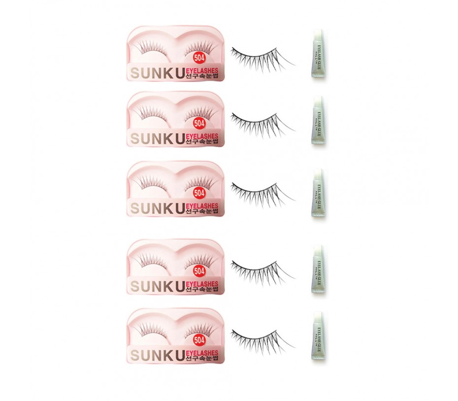 Sunku Eyelash with adhesive (504) 5pcs