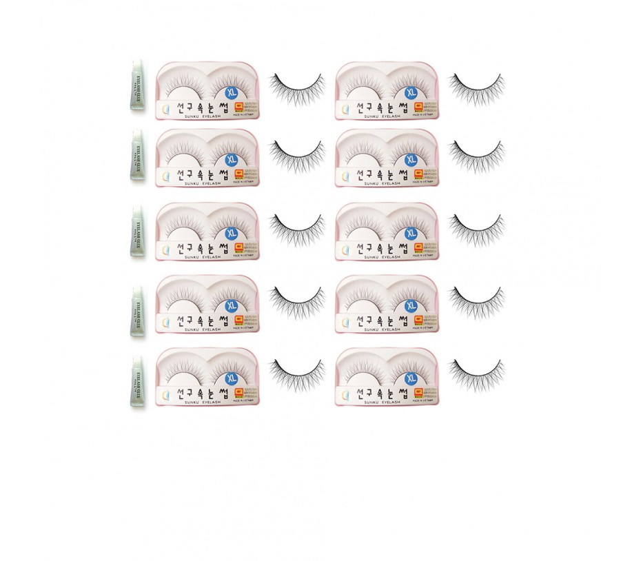 Sunku Eyelash with adhesive (XL) 10pcs